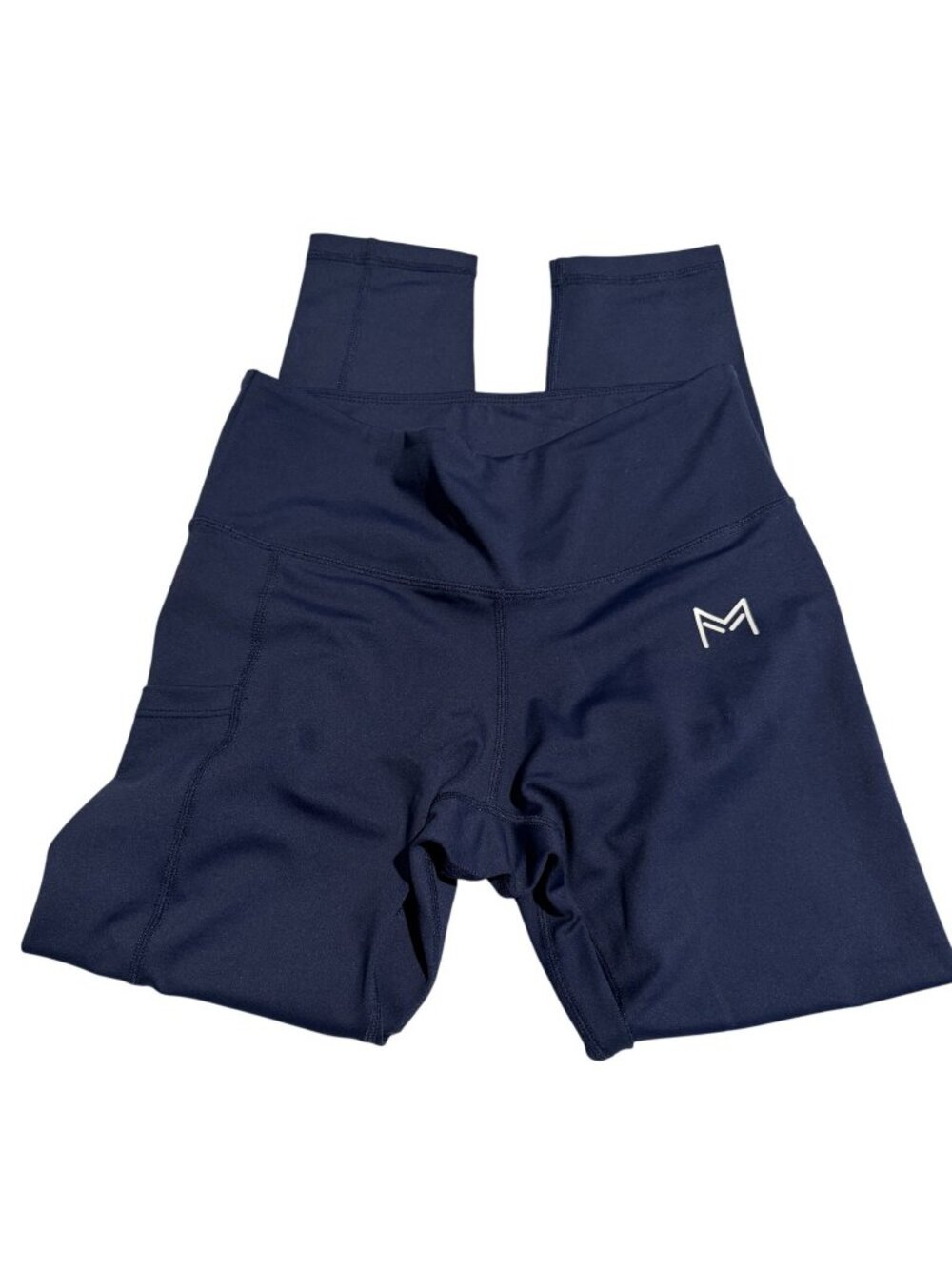 Mava Womens Navy Blue High-Waisted Compression Leggings Pockets - Small